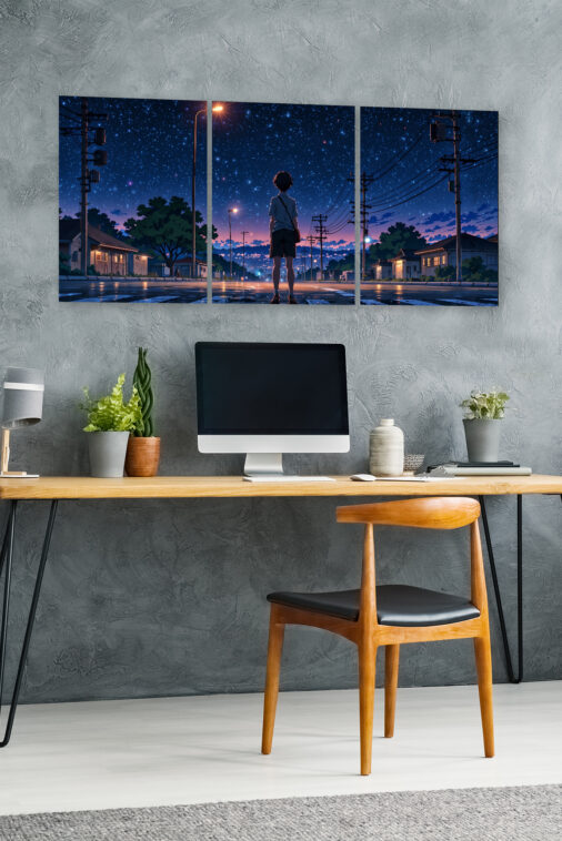 Anime Boy Looking at Starry Night Street Poster The Uncollectible - Image 4
