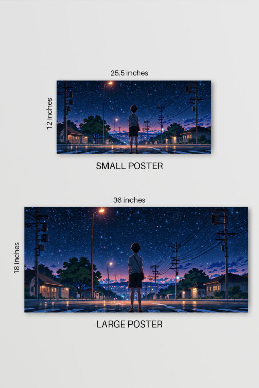 Anime Boy Looking at Starry Night Street Poster The Uncollectible - Image 5