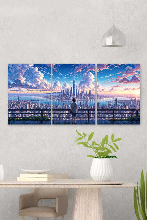 Anime Boy Watching City Sunset River Poster The Uncollectible
