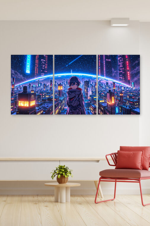 Anime Girl Futuristic City Night Sky Poster The Uncollectible - Image 3