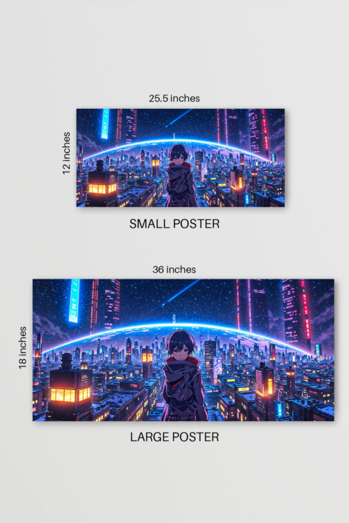 Anime Girl Futuristic City Night Sky Poster The Uncollectible - Image 6