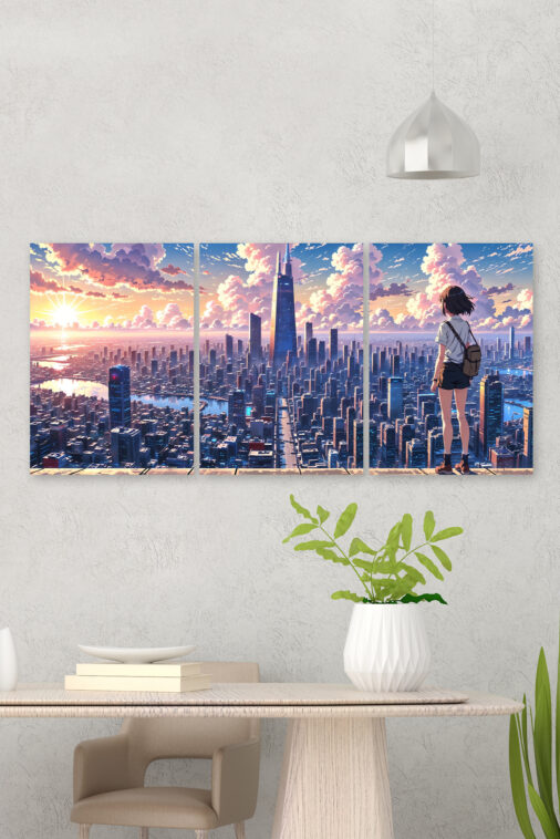 Anime Girl Watching City Sunrise Poster The Uncollectible