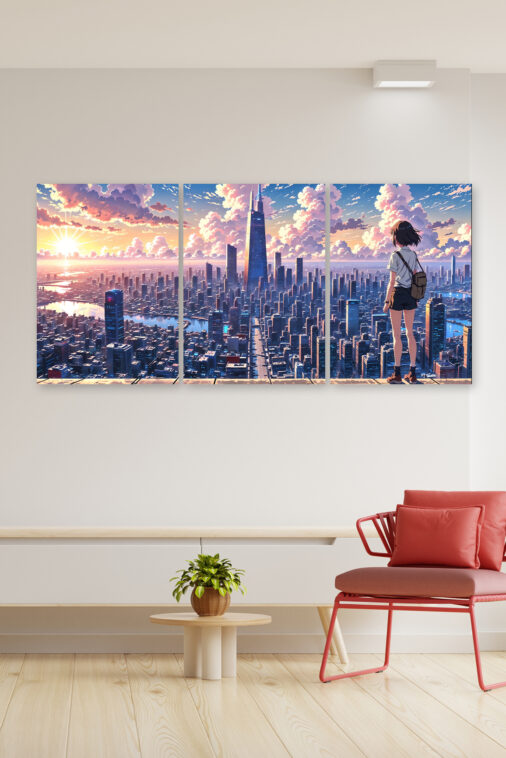 Anime Girl Watching City Sunrise Poster The Uncollectible - Image 3