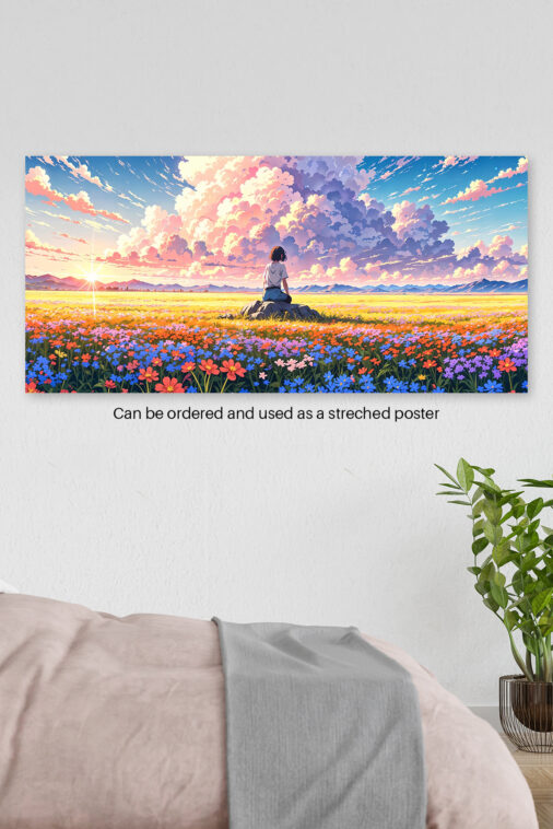 Anime Girl Watching Sunset Flower Field Poster The Uncollectible - Image 3