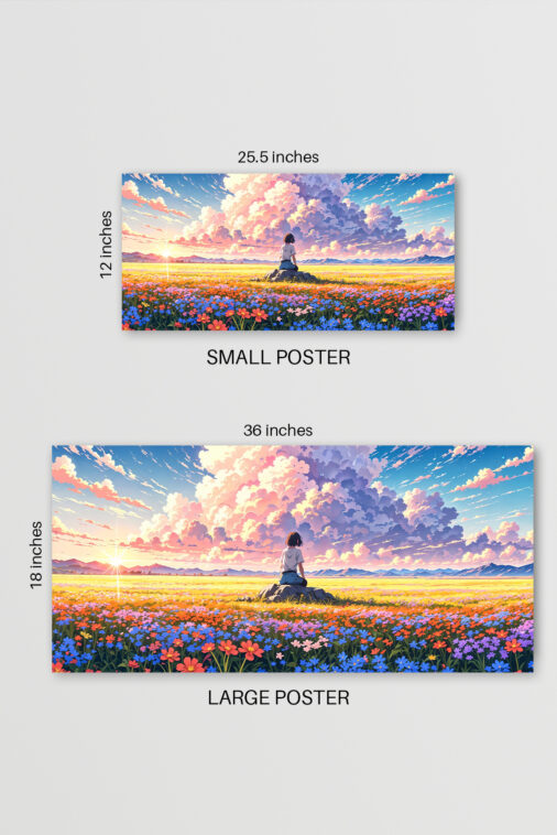 Anime Girl Watching Sunset Flower Field Poster The Uncollectible - Image 5