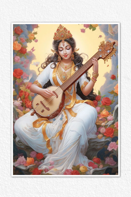 Saraswati Goddess Knowledge Music Cultural Poster