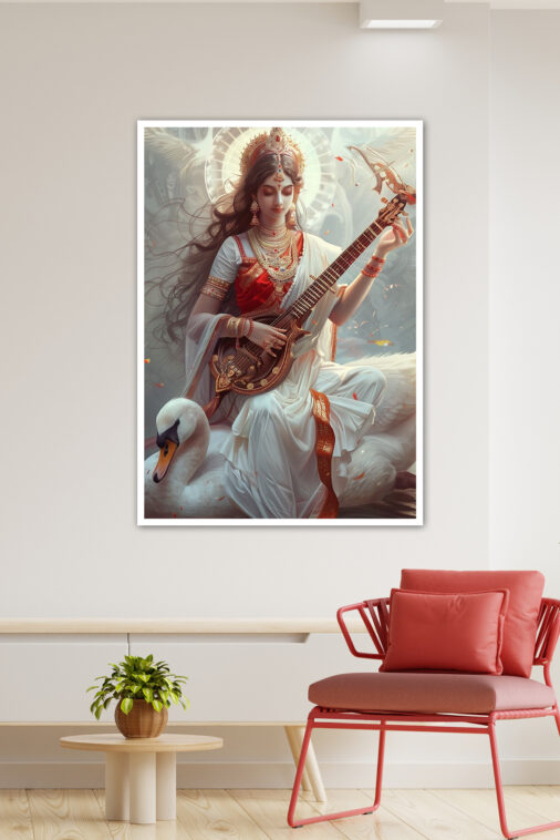 Saraswati Goddess Knowledge Music Swan Cultural Poster - Image 4