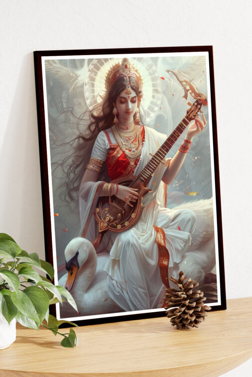 Saraswati Goddess Knowledge Music Swan Cultural Poster - Image 5