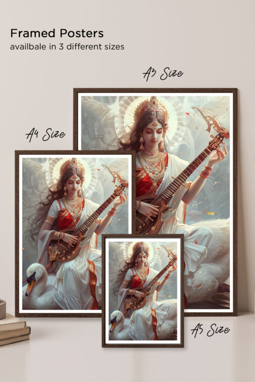 Saraswati Goddess Knowledge Music Swan Cultural Poster - Image 6