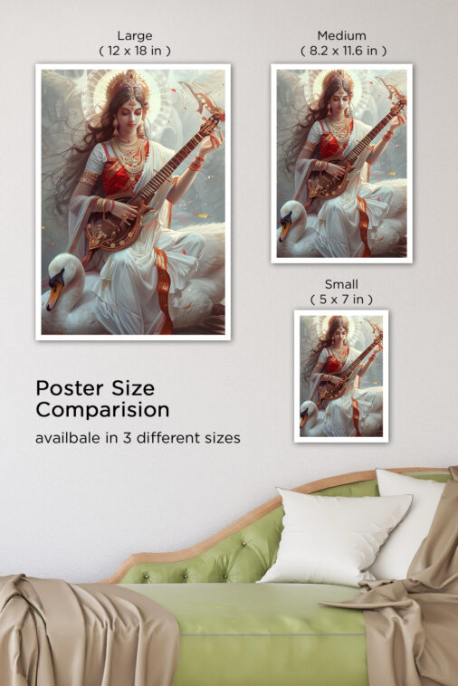 Saraswati Goddess Knowledge Music Swan Cultural Poster - Image 8