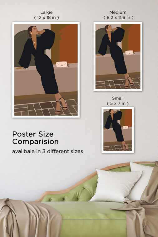 Elegant Woman in Black Dress with Abstract Shapes Aesthetic Poster | The Uncollectible - Image 7