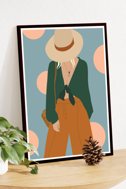 Bohemian Woman in Hat and Wide Leg Pants Aesthetic Poster | The Uncollectible - Image 4