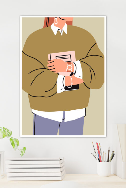 Cozy Woman in Sweater with Book Aesthetic Poster | The Uncollectible - Image 2