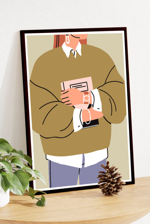 Cozy Woman in Sweater with Book Aesthetic Poster | The Uncollectible - Image 4
