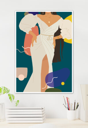 Woman in White Dress with Abstract Background Aesthetic Poster | The Uncollectible - Image 2
