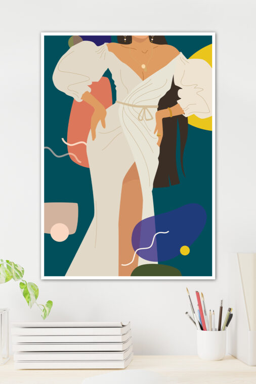 Woman in White Dress with Abstract Background Aesthetic Poster | The Uncollectible - Image 2