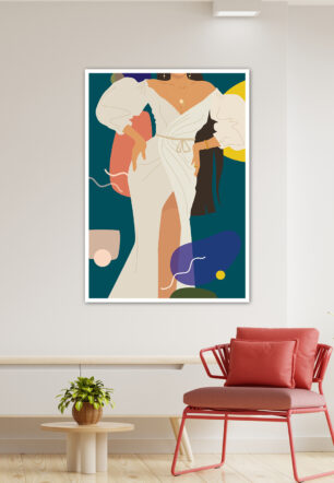 Woman in White Dress with Abstract Background Aesthetic Poster | The Uncollectible - Image 3