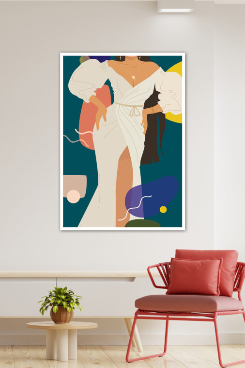 Woman in White Dress with Abstract Background Aesthetic Poster | The Uncollectible - Image 3