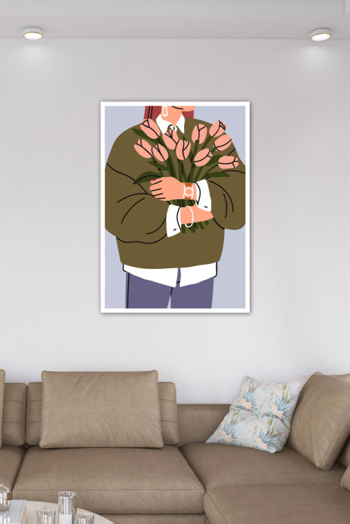 Woman with Tulip Bouquet in Sweater Aesthetic Poster | The Uncollectible - Image 6