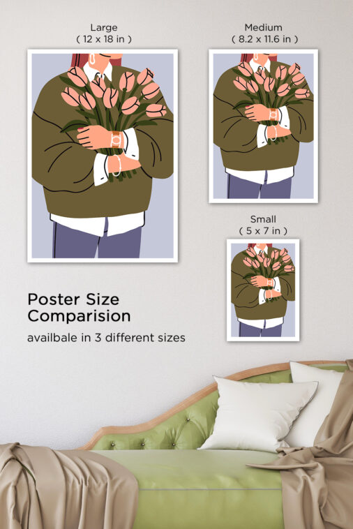 Woman with Tulip Bouquet in Sweater Aesthetic Poster | The Uncollectible - Image 7